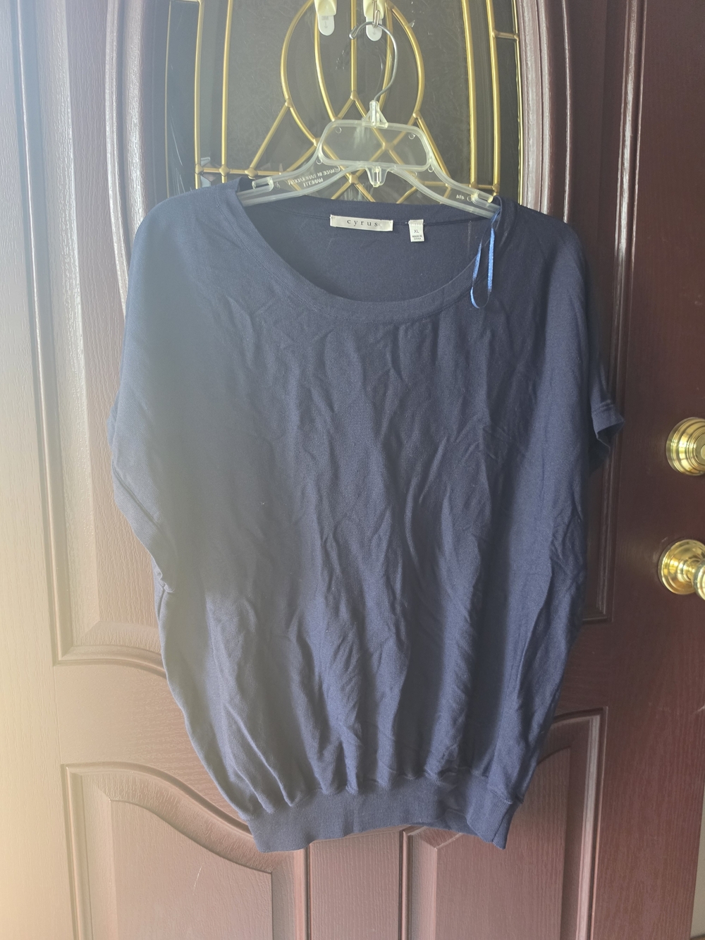 Cyrus Navy Short Sleeve Top - Cyrus